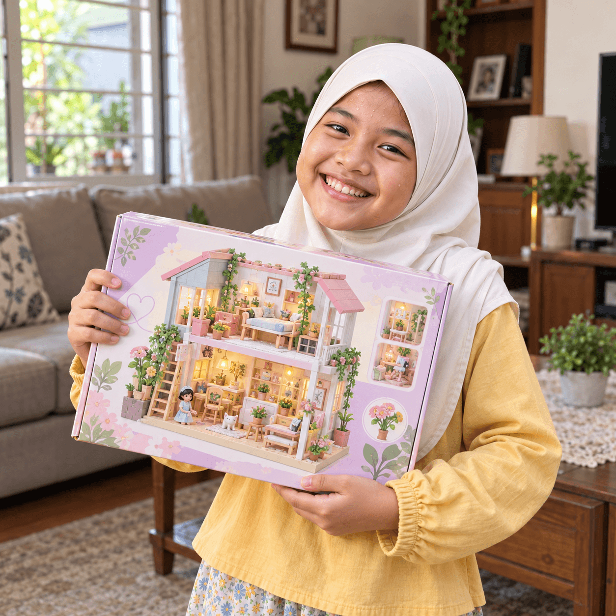 Adik gembira beli rumah mini idaman dengan duit gaji sendiri
